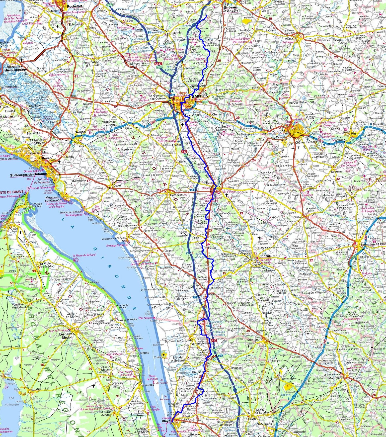 GR655 Randonnée de Mazeray (Charente-Maritime) à Blaye (Gironde)