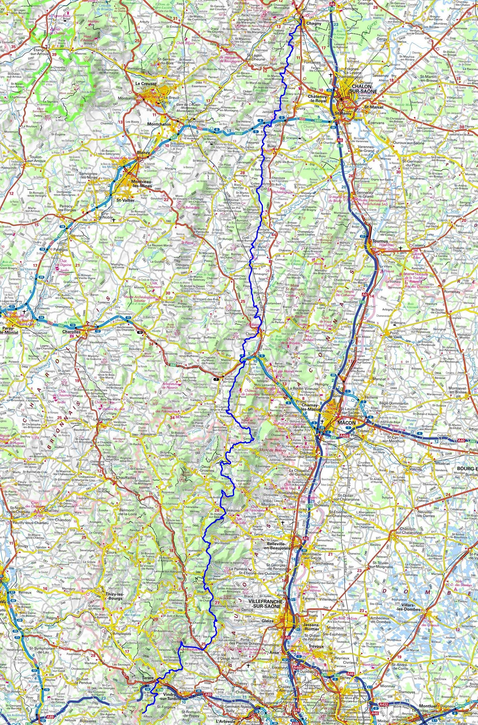 GR76 Hiking from Chagny (Saone-et-Loire) to Affoux (Rhone) 1