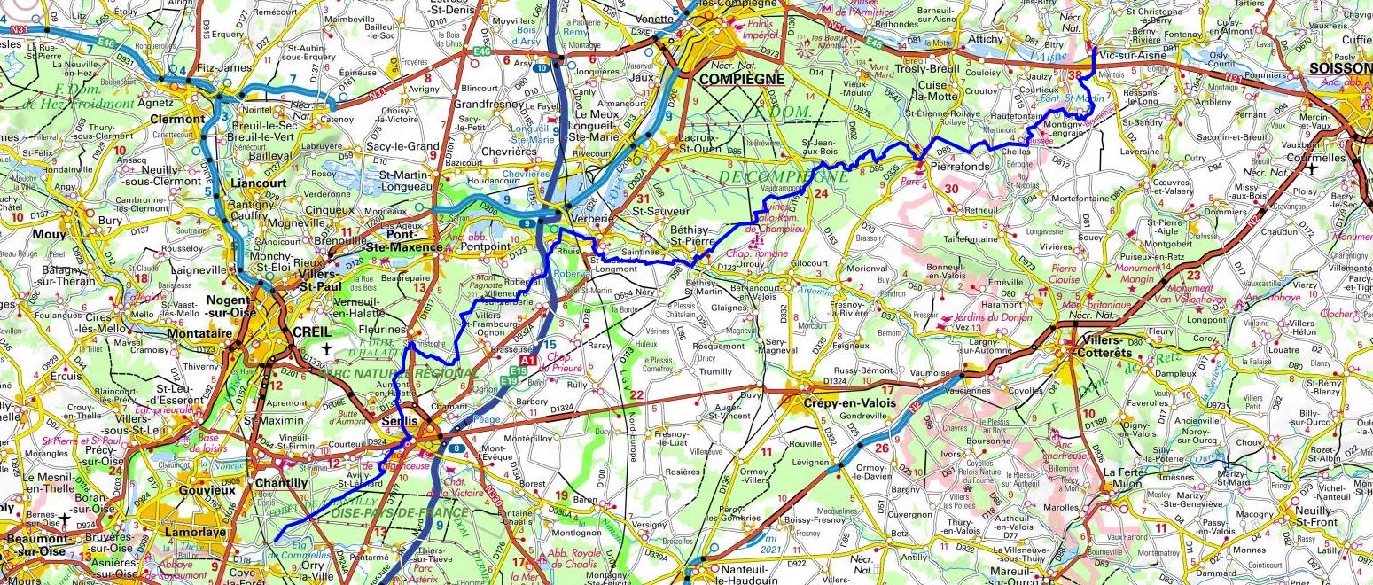 GR12 Hiking from Vic-sur-Aisne (Aisne) to Commelles ponds (Oise) 1