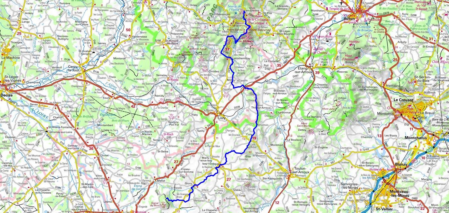 GR13 Randonnée de Glux-en-Glenne (Nièvre) à Signal-de-Mont (Saône-et-Loire) 1