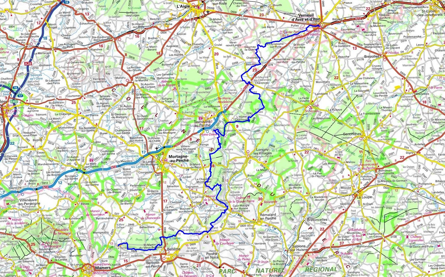 GR22 Walking from Verneuil d'Avre et d'Iton (Eure) to La Perriere (Orne) 1