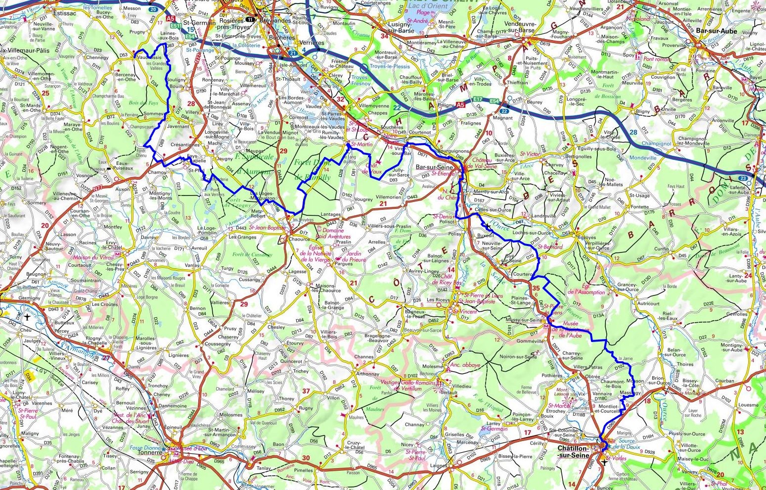 GR2 Randonnée de Châtillon-sur-Seine (Côte-d'Or) à Vauchassis (Aube) 1