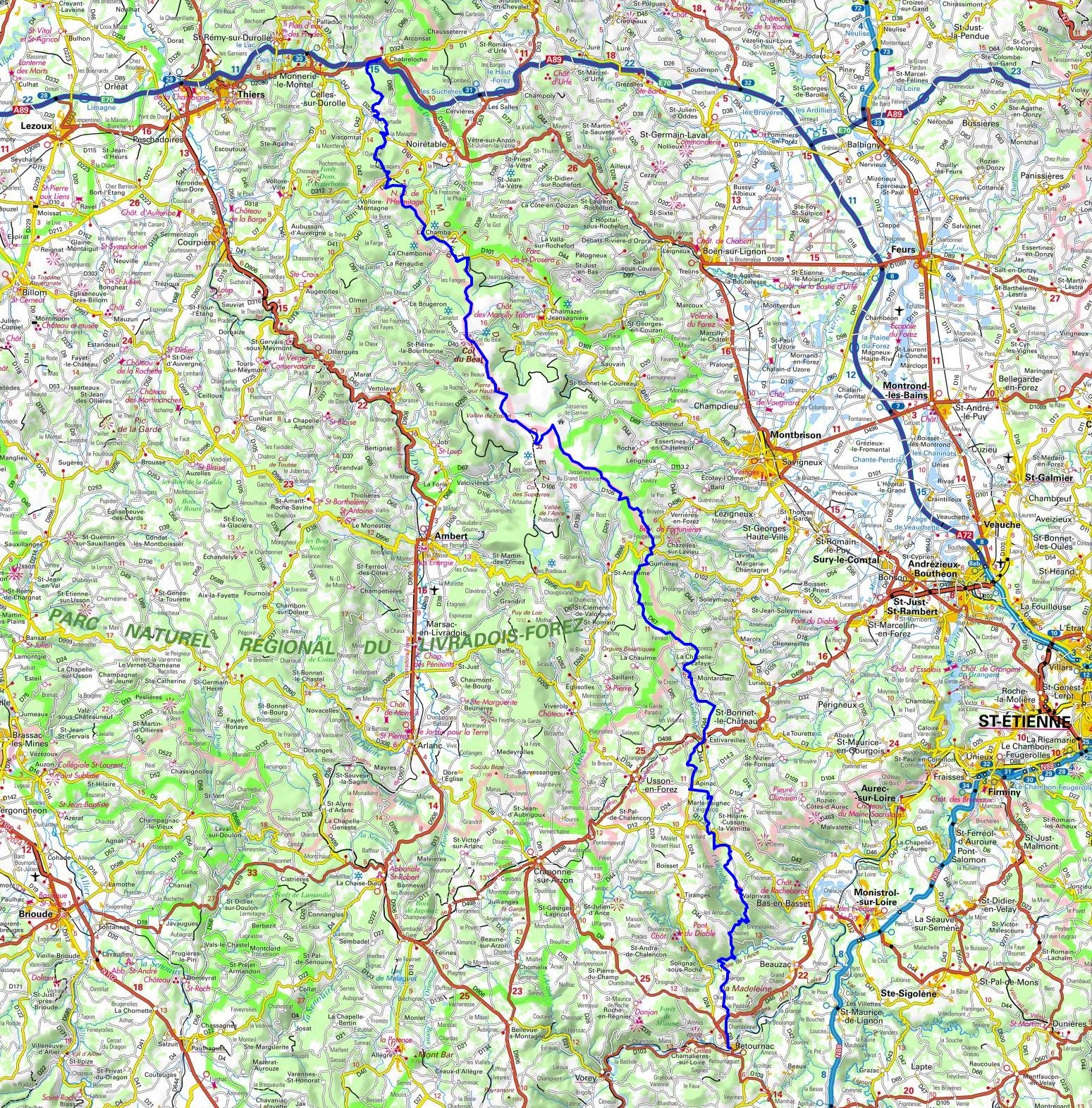 GR3 Hiking from Retournac (Haute-Loire) to Chabreloche (Puy-de-Dome) 1