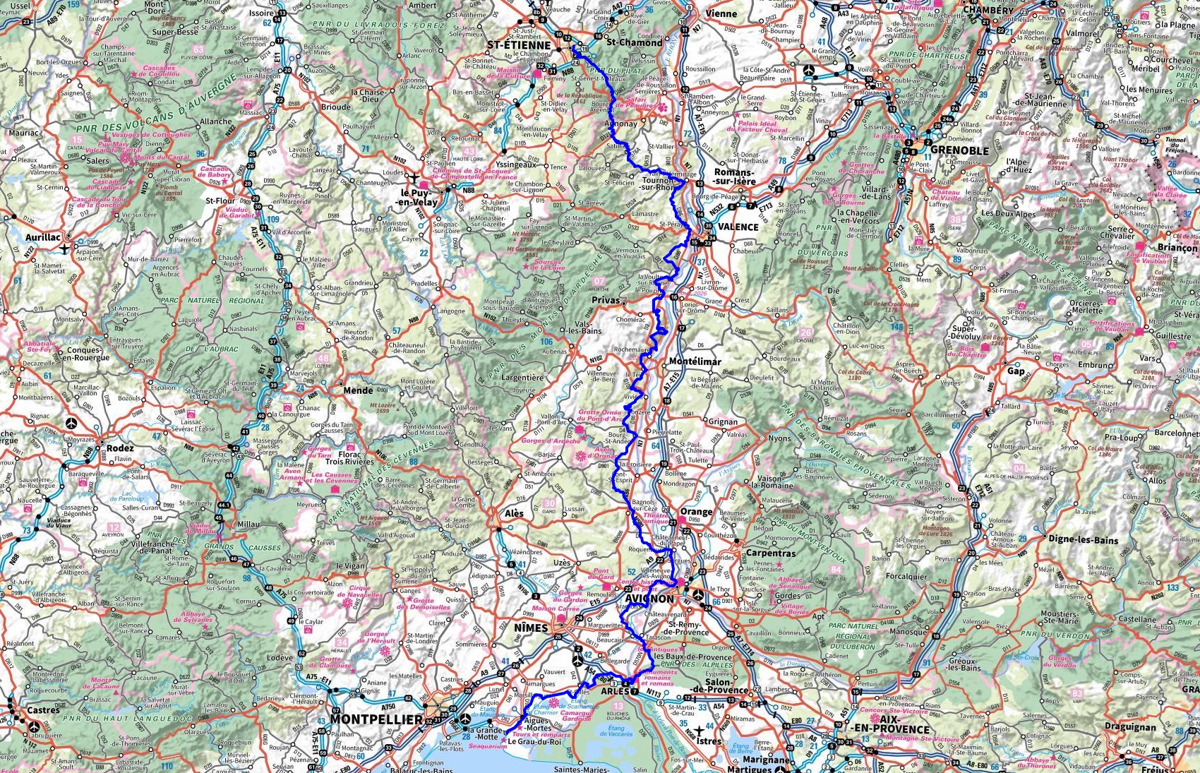 GR42 Hiking from St Etienne (Loire) to Le Grau-du-Roi (Gard) 1