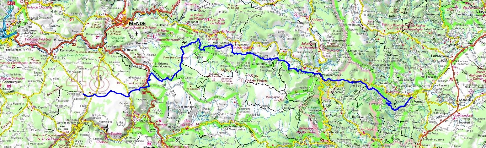 GR44 Hiking from Les Vans (Ardeche) to Champerboux (Lozere) 1