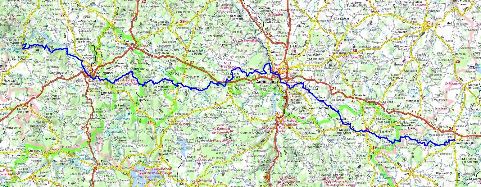 GR4 Hiking from Chatelus-le-Marcheix (Creuse) to Condat-en-Combraille (Puy-de-Dome) 1