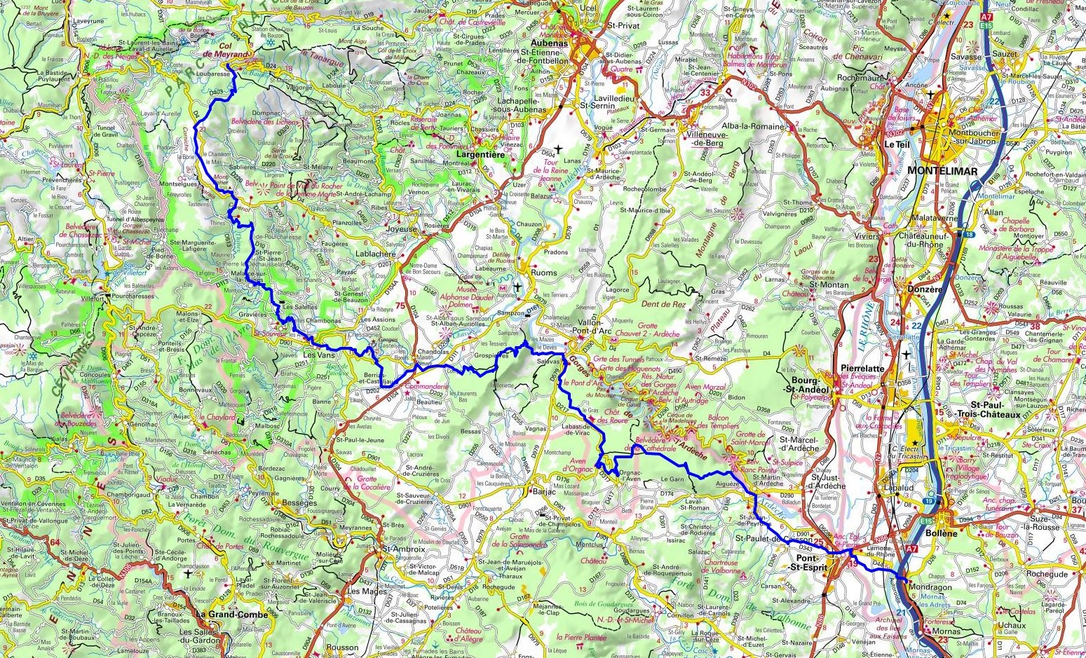 GR4 Hiking from Loubaresse (Ardeche) to Mondragon (Vaucluse) 1
