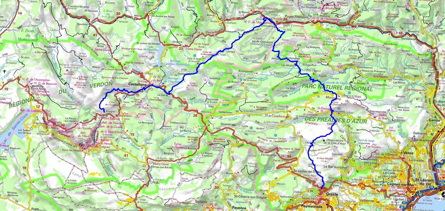 GR4 Hiking from Rougon (Alpes-de-Haute-Provence) to Grasse (Alpes-Maritimes) 1