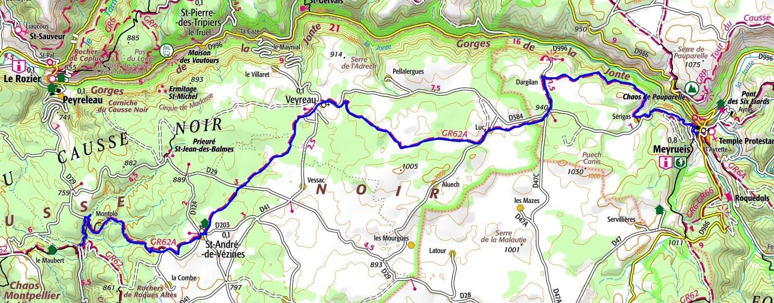 GR62A Hiking from Combescure Ravine (Aveyron) to Meyrueis (Lozere) 1