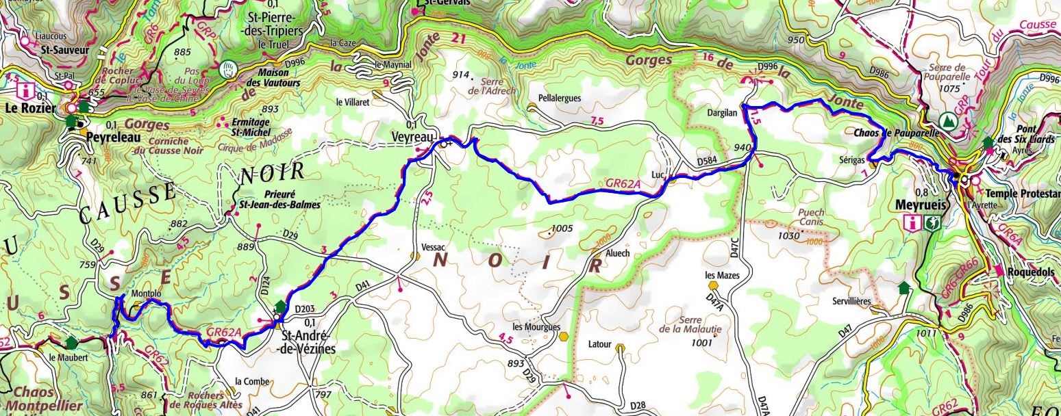 GR62A Hiking from Combescure Ravine (Aveyron) to Meyrueis (Lozere) 1