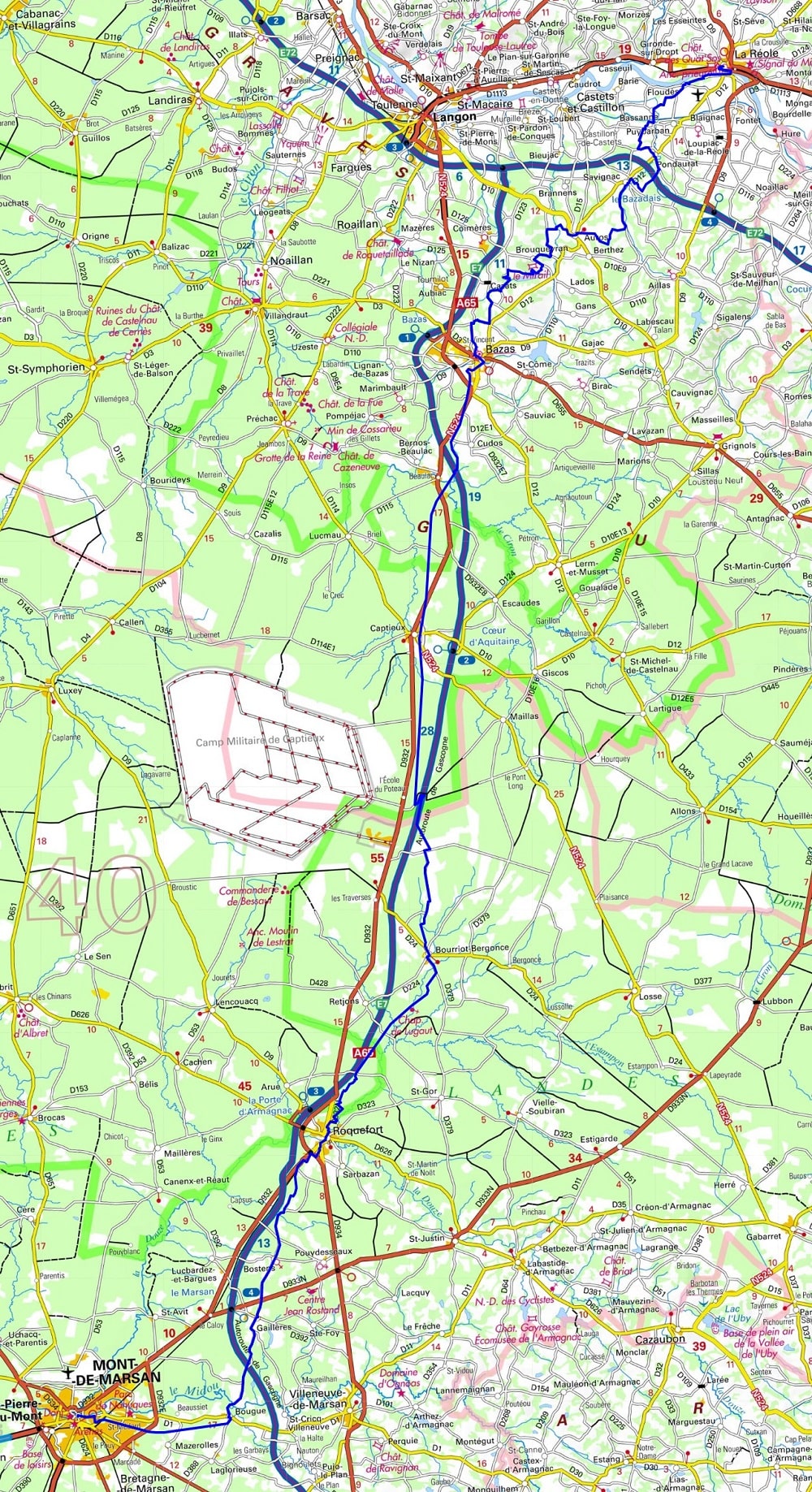 GR654 From La Reole (Gironde) to Mont-de-Marsan (Landes) 1