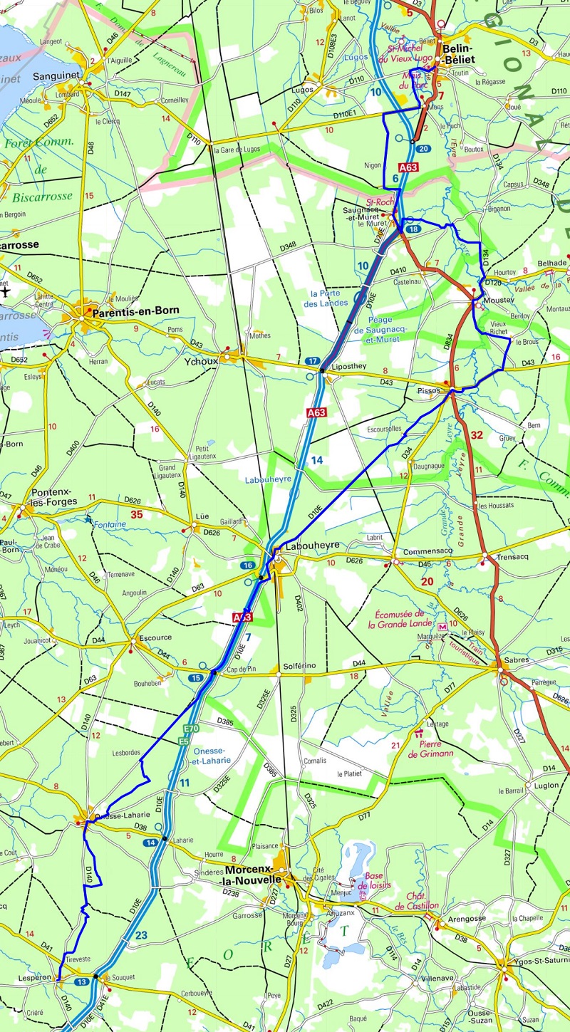 GR655 Walking from  Belin-Beliet (Gironde) to Lesperon (Landes) 1
