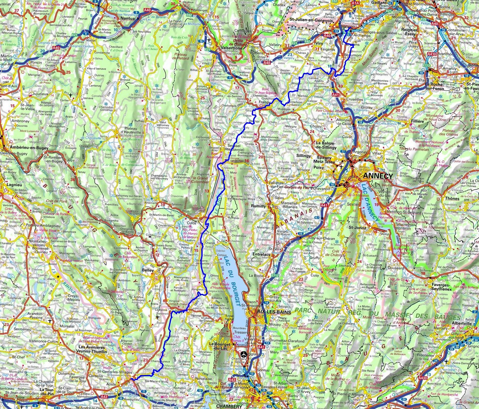 IGN GR®65 Hiking from Geneva (Switzerland) to St Genix-sur-Guiers (Savoie)