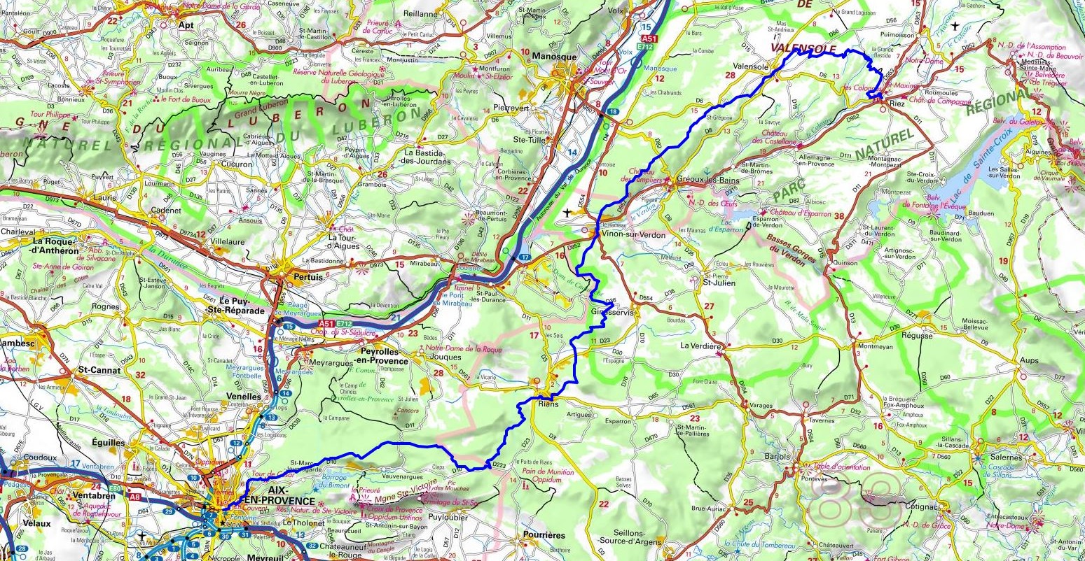 GR®69 La Routo From Aix-en-Provence (Bouches-du-Rhone) to Riez (Alpes-de-Haute-Provence) 1