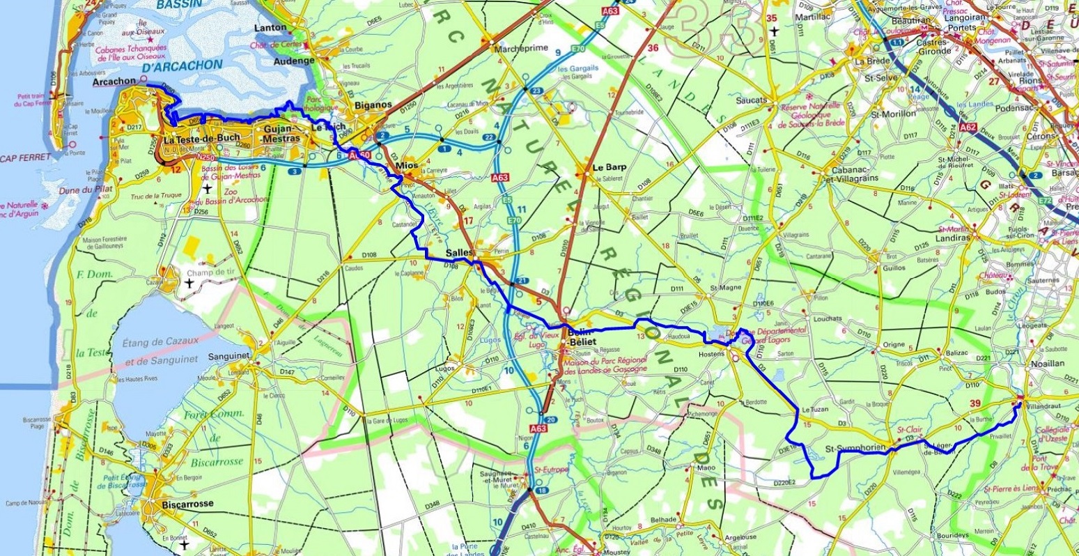 GR 6 Hiking from Arcachon to Villandraut Gironde