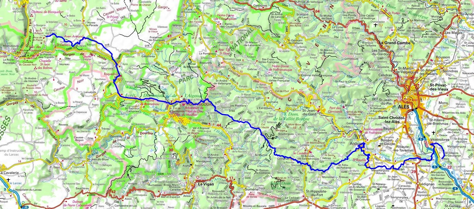 GR6 Hiking from Saint-Pierre-des-Tripiers (Lozere) to Ners (Gard) 1