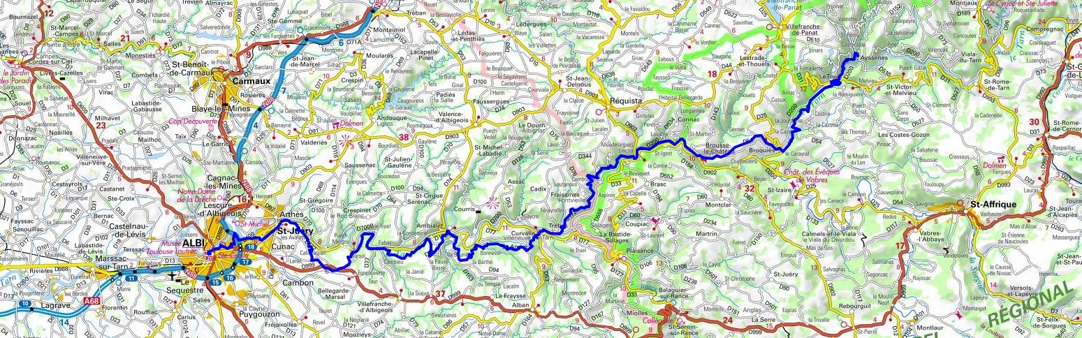 GR736 Hiking from Ayssenes (Aveyron) to Albi (Tarn) 1