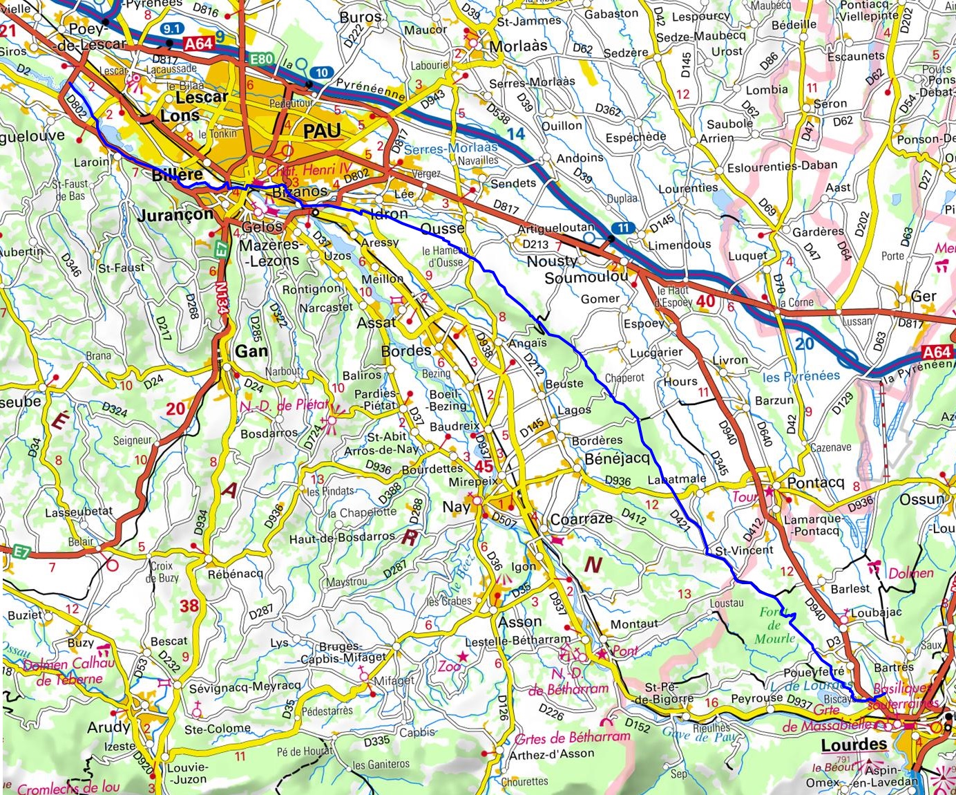 GR782 Henri IV Way. Hiking from Lourdes (Hautes-Pyrenees) to Artiguelouve (Pyrenees-Atlantiques) 1