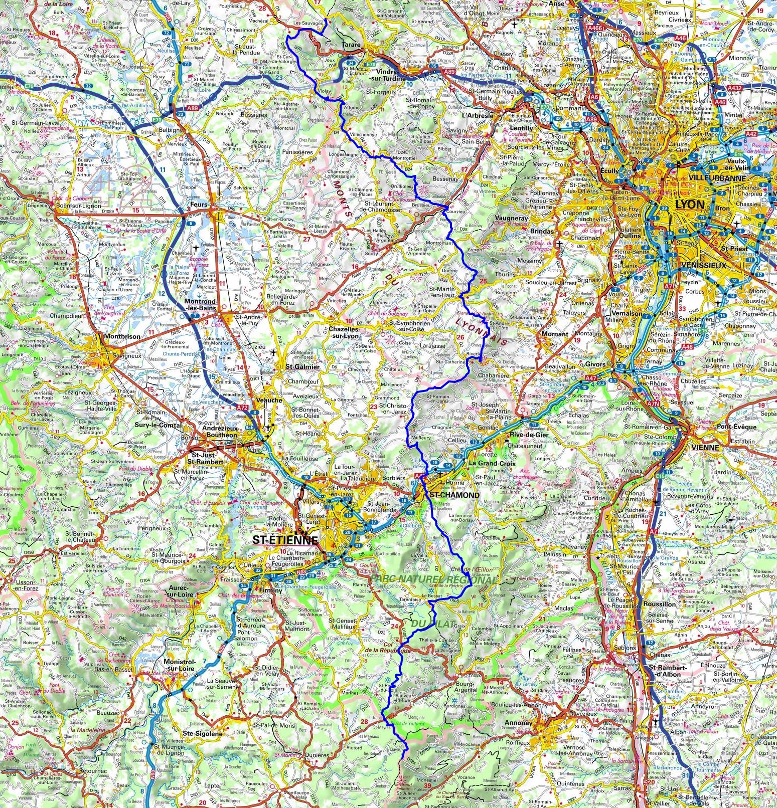 GR7 Randonnée de Les Sauvages (Rhône) au Col de la Charousse (Haute-Loire, Ardèche) 1