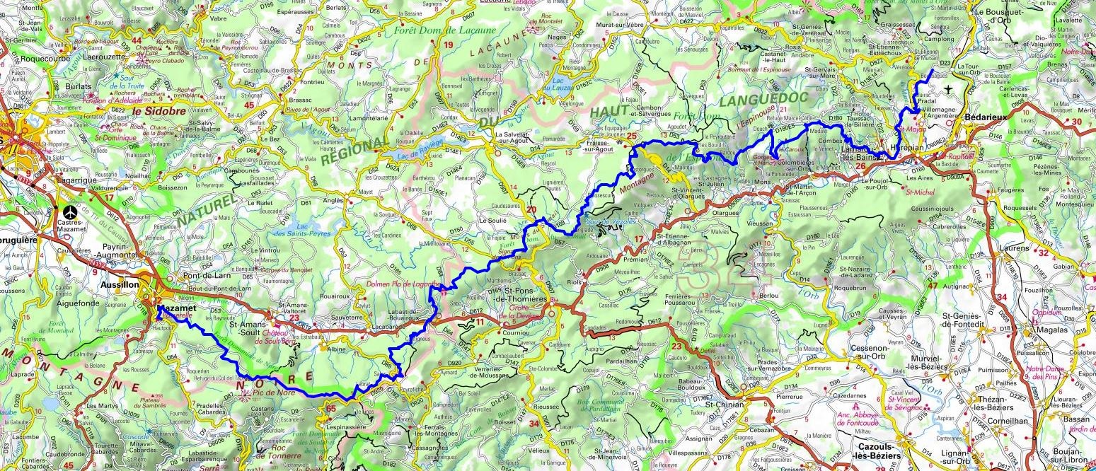 GR7 Hiking from Boussagues (Herault) to Mazamet (Tarn) 1