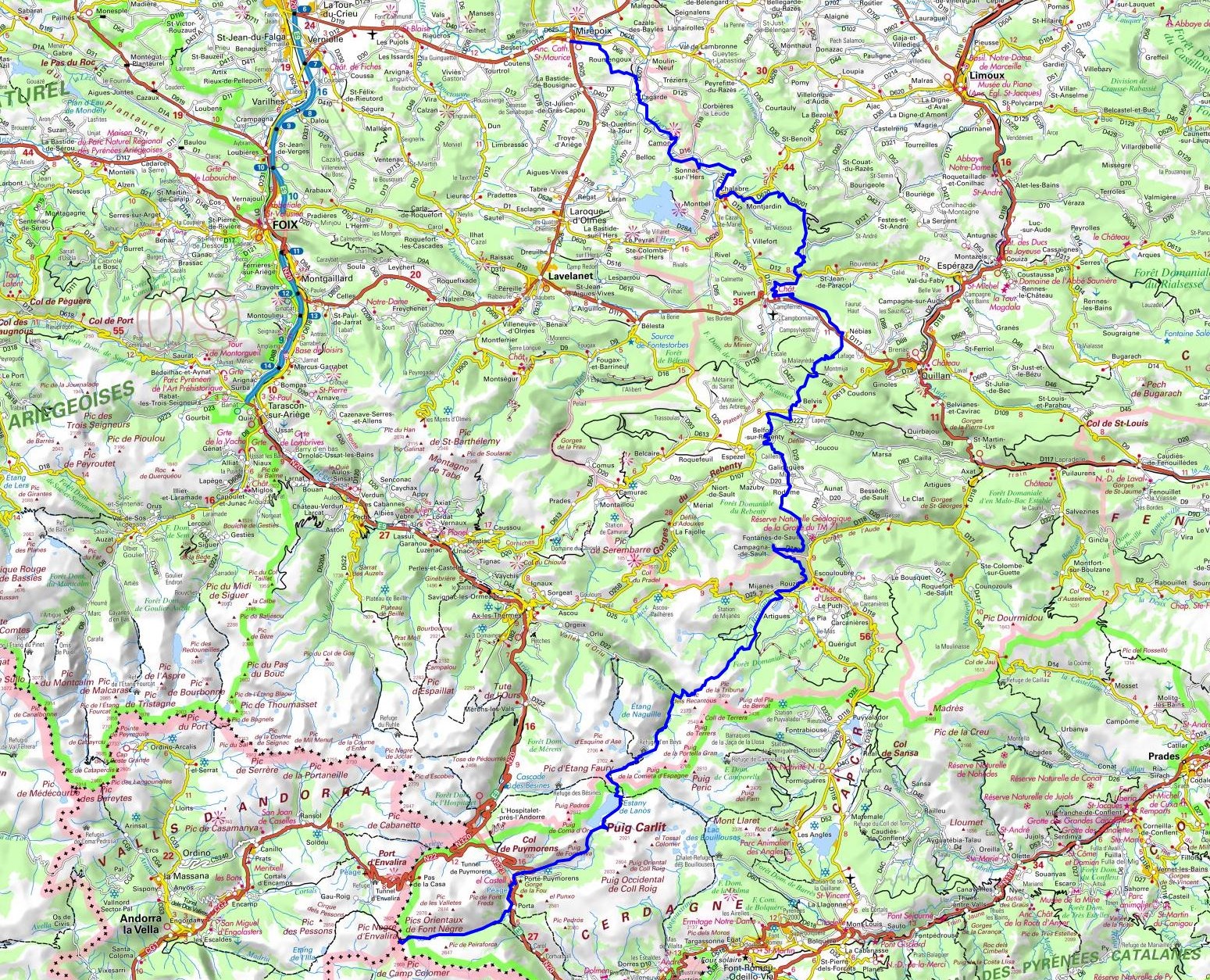 GR7 Hiking from Mirepoix (Ariege) to Portella Blanca of Andorra (France-Spain)