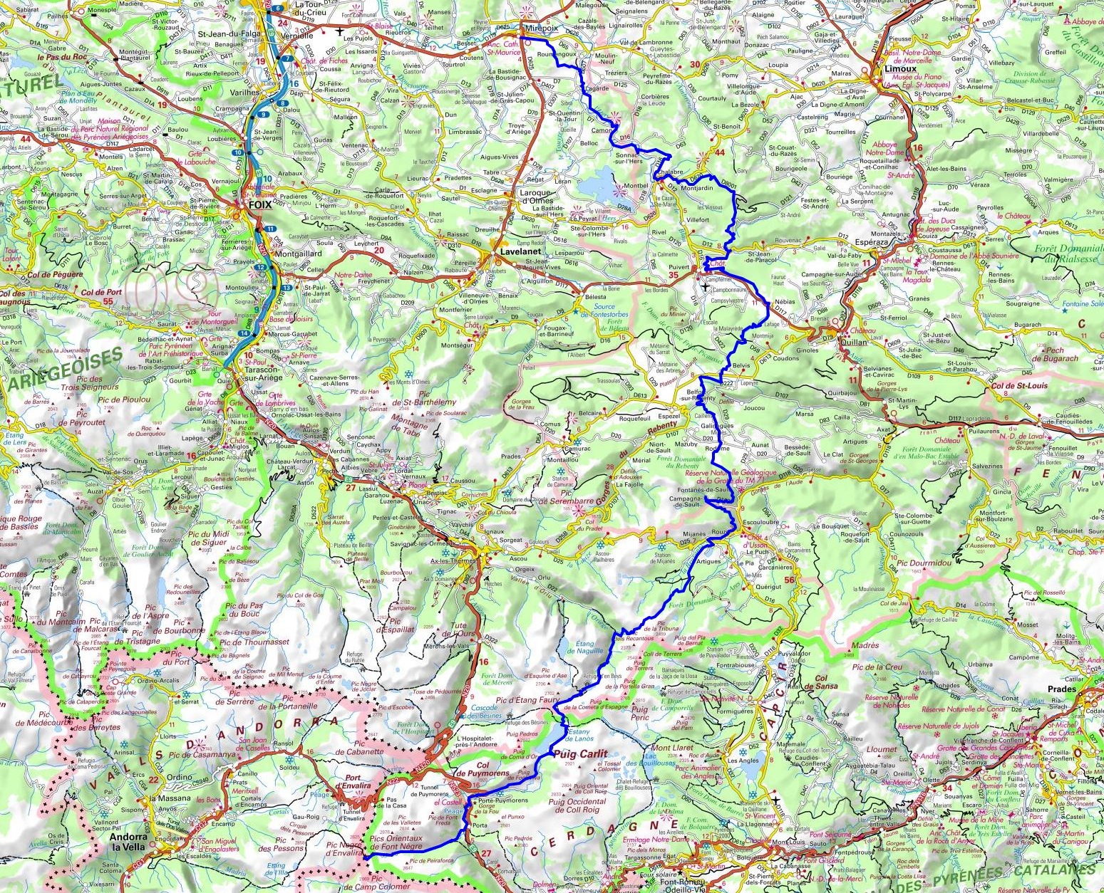 GR7 Hiking from Mirepoix (Ariege) to Portella Blanca of Andorra (France-Spain)