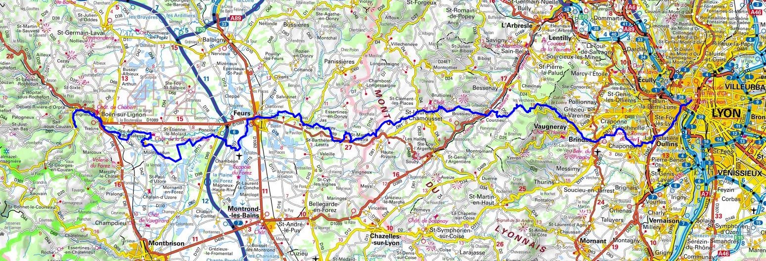 GR®89 Hiking from Sail-sous-Couzan (Loire) to Lyon (Rhone) 1