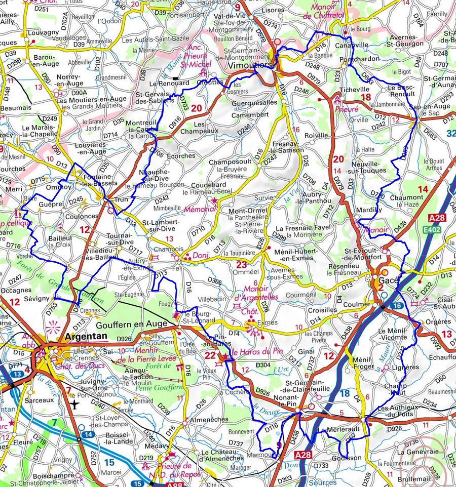 IGN Hiking around Pays d'Auge Ornais (Orne)