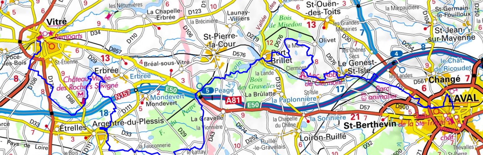 Hiking on Marches de Bretagne from Laval (Mayenne) to Vitre (Ille-et-Vilaine) 1