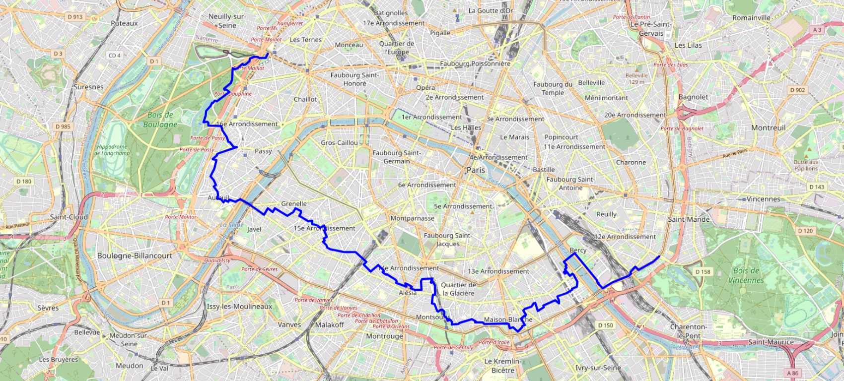 Hike through Paris from Porte Doree to Porte Maillot (East-West-North) 1