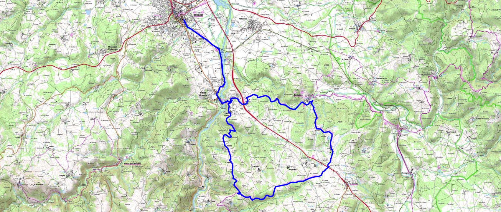IGN Randonnée en boucle de 28,5km au départ de Brioude en Haute-Loire (Auvergne-Rhône-Alpes)