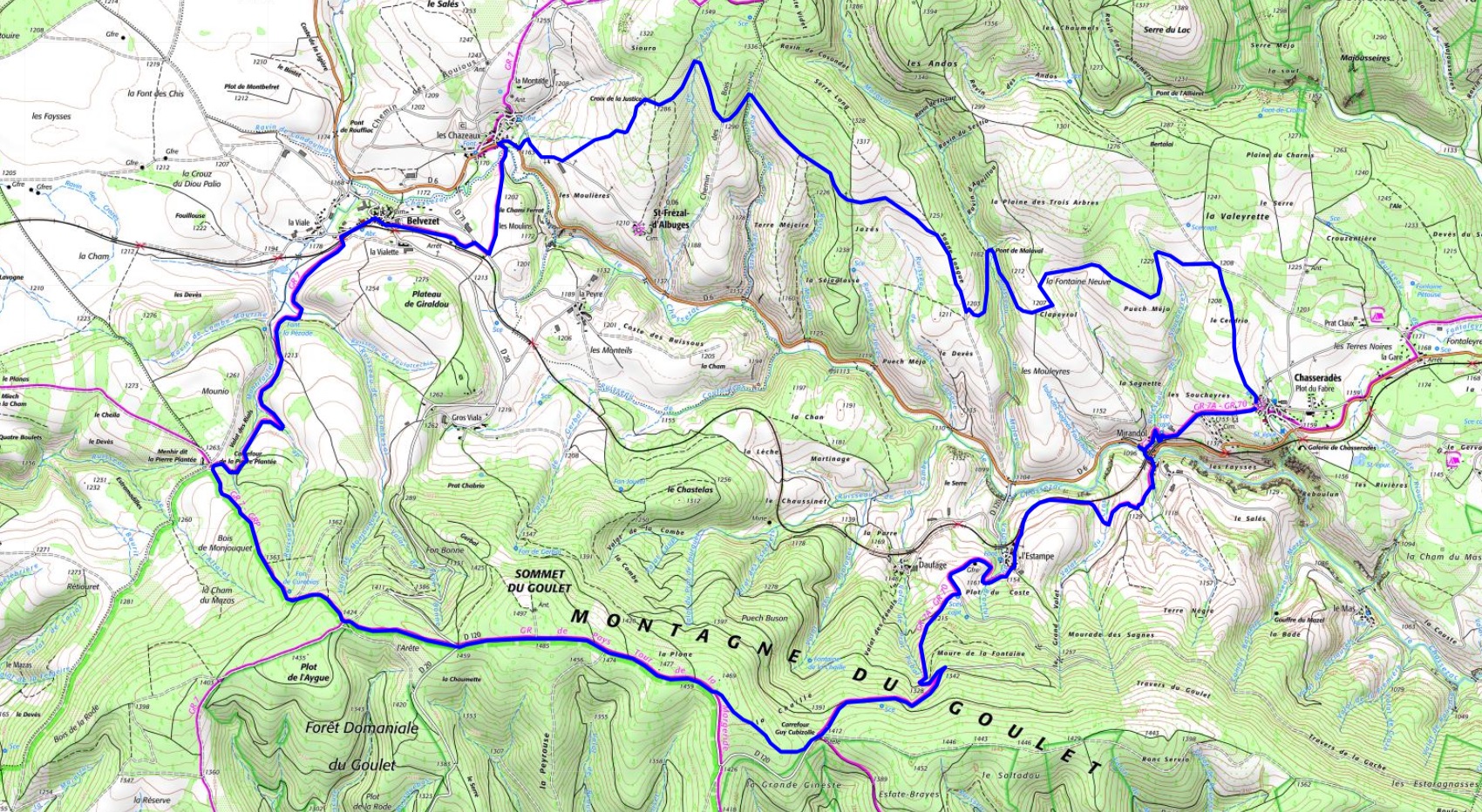 IGN Randonnée de 25,5km à Chasseradès en Lozère