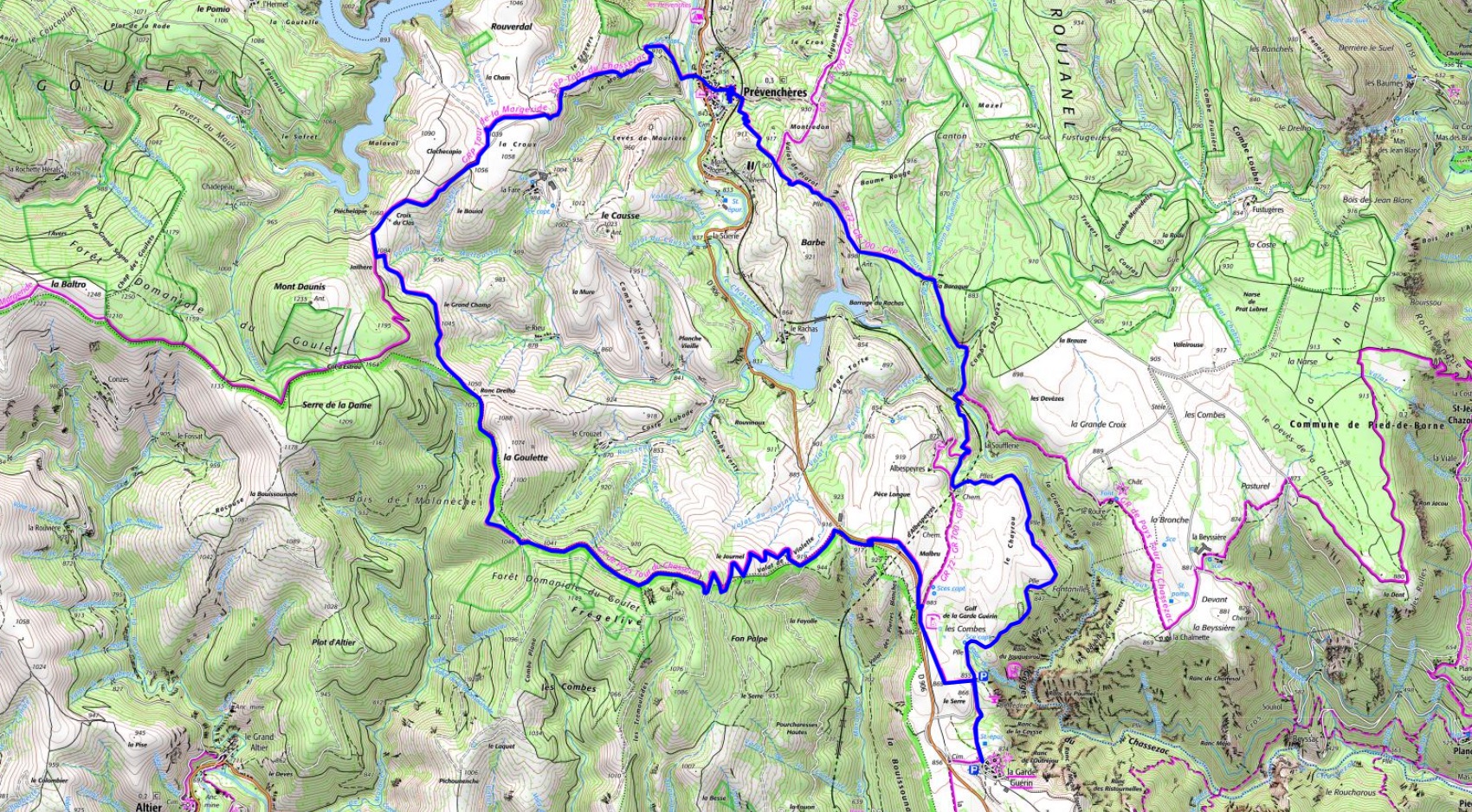 20km hike in La Garde-Guerin IGN
