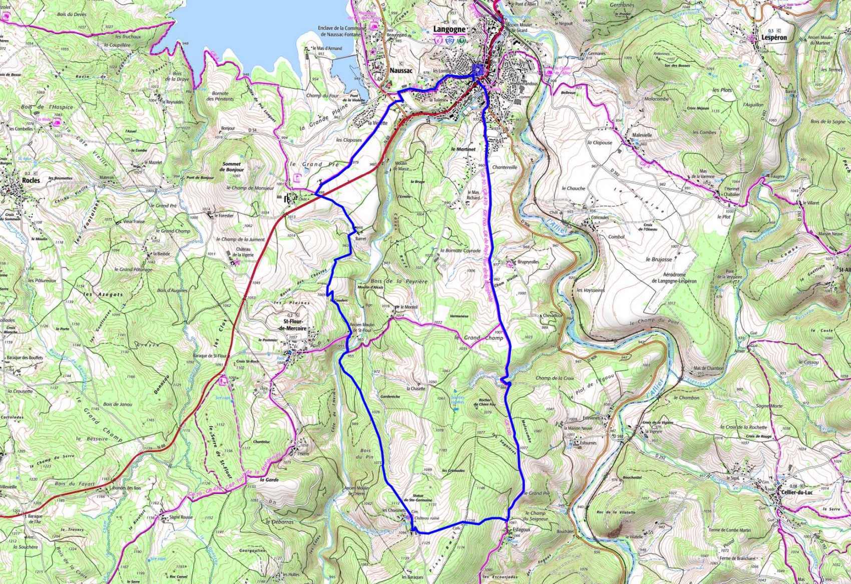 IGN Randonnée de 15km à Langogne en Lozère