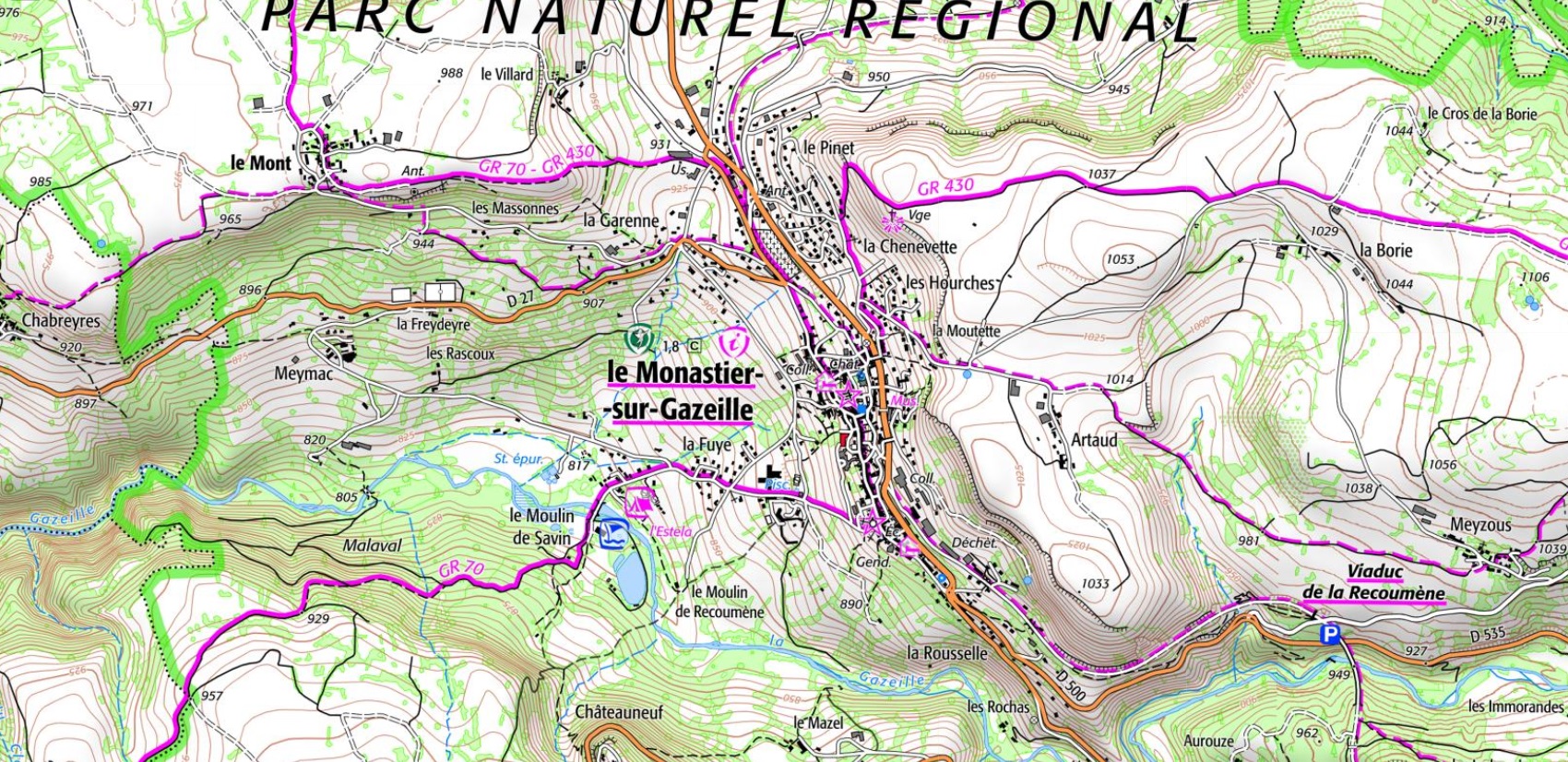 Plan du Monastier sur Gazeille en Haute-Loire (Auvergne-Rhône-Alpes)