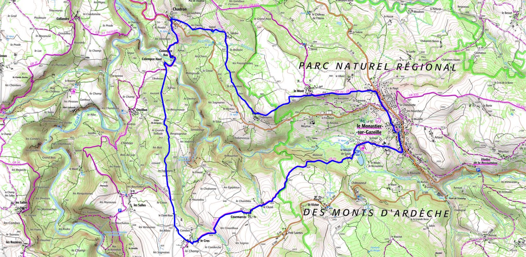IGN Randonnée de 18,6km au Monastier-sur-Gazeille en Haute-Loire