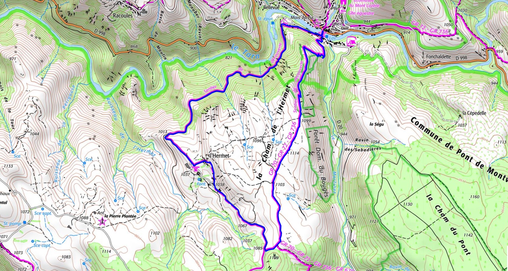 IGN Randonnée de 8km au Pont-de-Montvert en Lozère