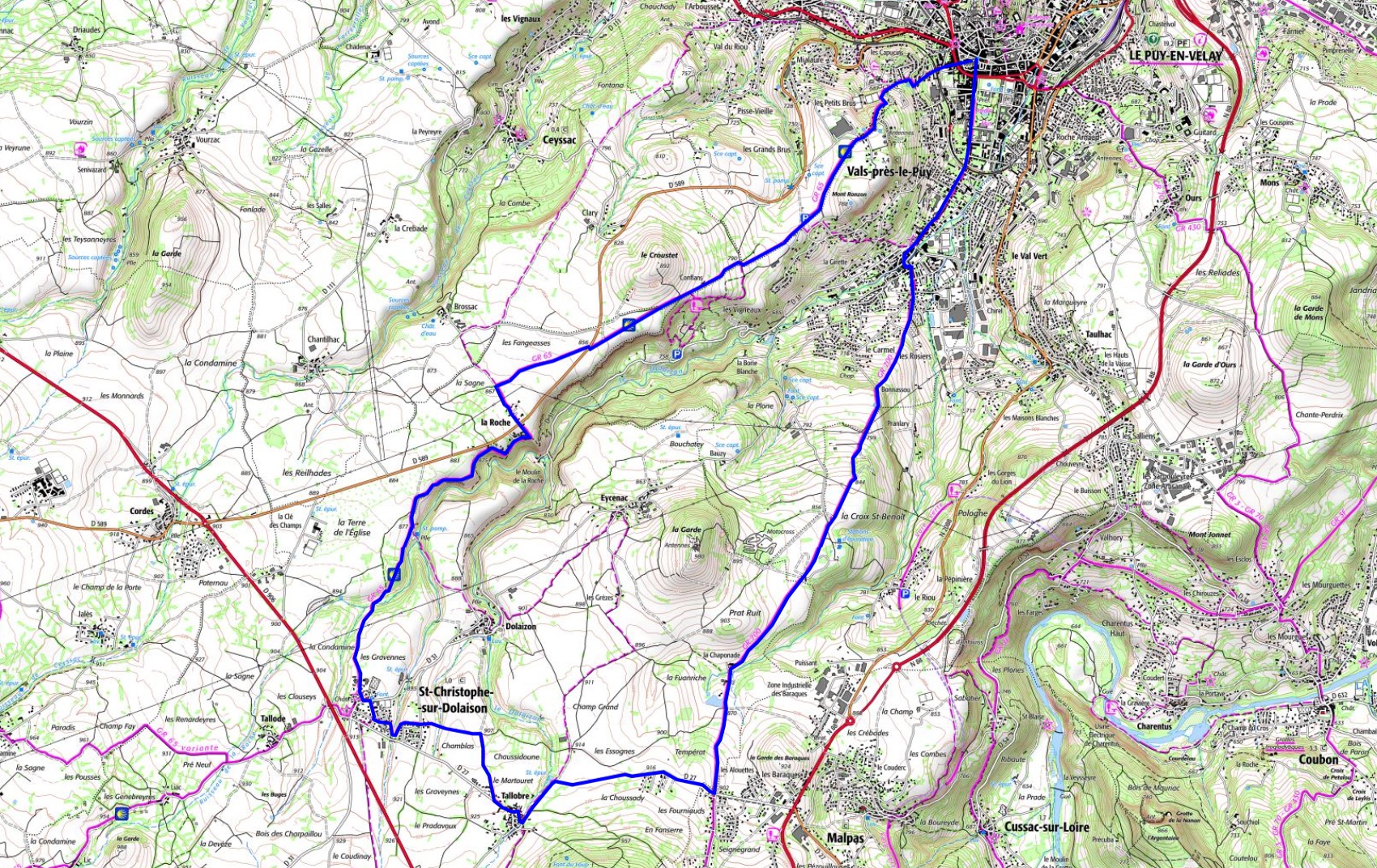 IGN Randonnée de 18,8km au Puy-en-Velay en Haute-Loire (Auvergne-Rhône-Alpes)
