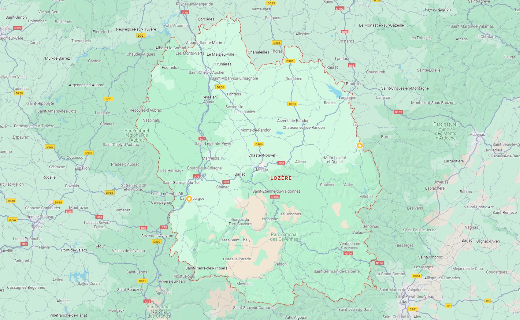 IGN Plan du département de la Lozère (Occitanie)