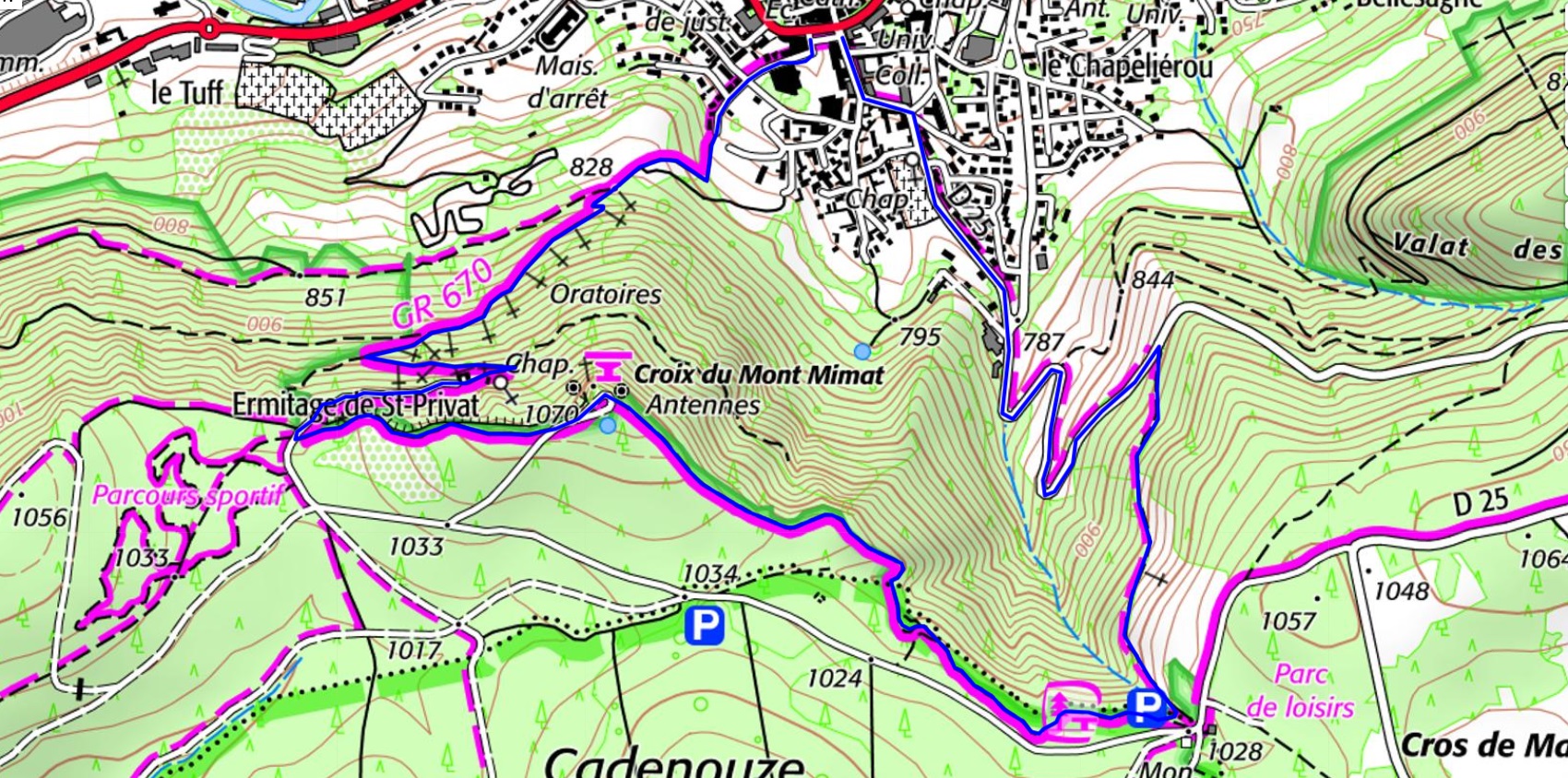 IGN Circuit de randonnée à Mende en Lozère de 6km.