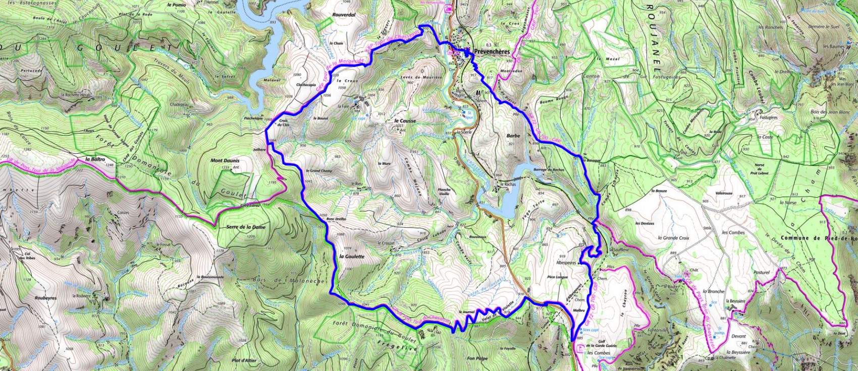 IGN Randonnée de 16,7km à Prévenchères en Lozère