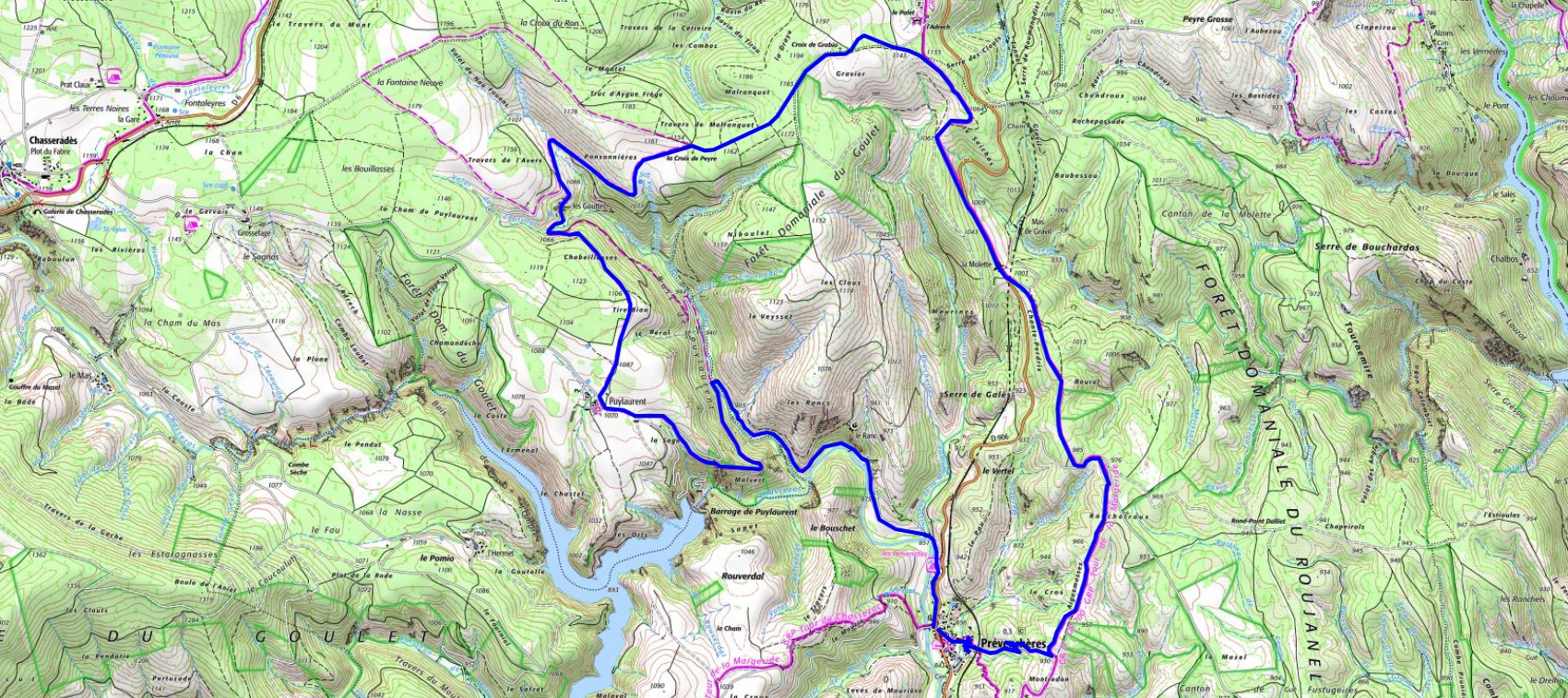 IGN Randonnée de 17,3km à Prévenchères en Lozère