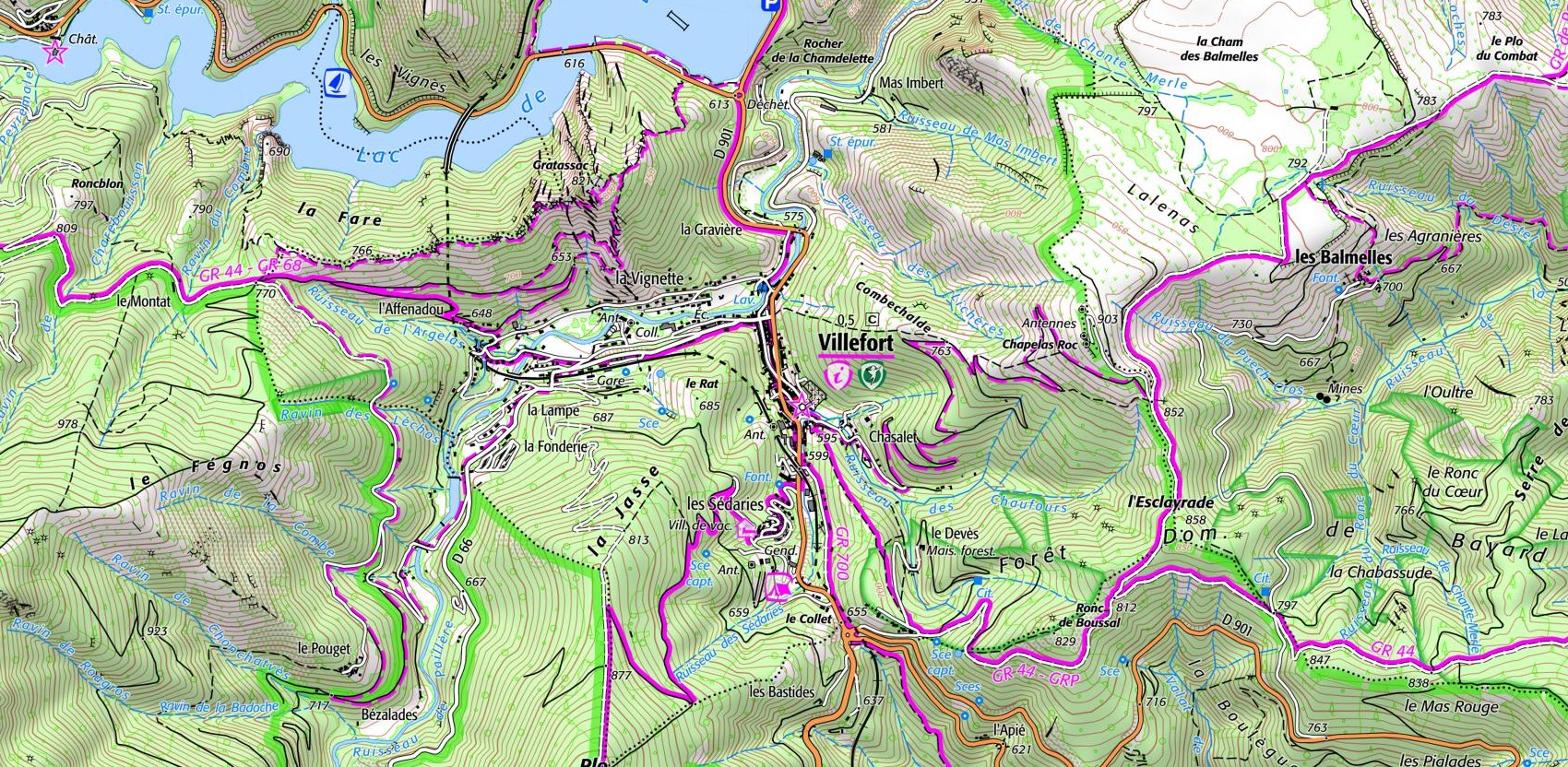 IGN Plan et carte de Villefort en Lozère
